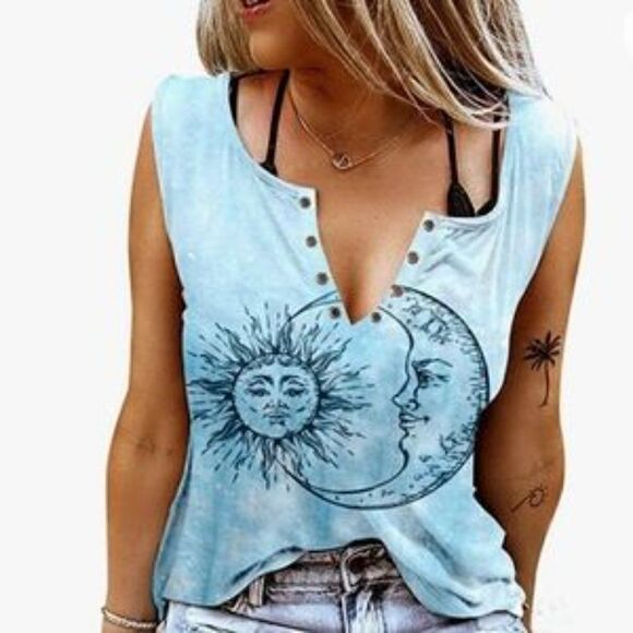 NEW Celestial Summer Tank Top Shirt - Picture 1 of 3